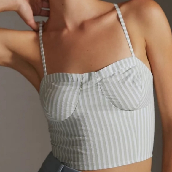 Anthropologie Bustier Top Green, L - Picture 5 of 11